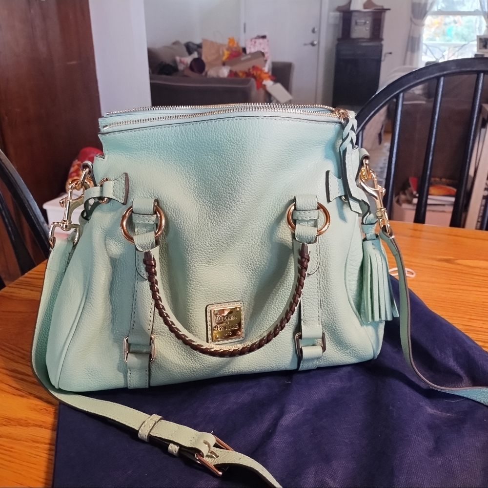 Dooney & Bourke Light Mint Blue Leather Shoulder Bag